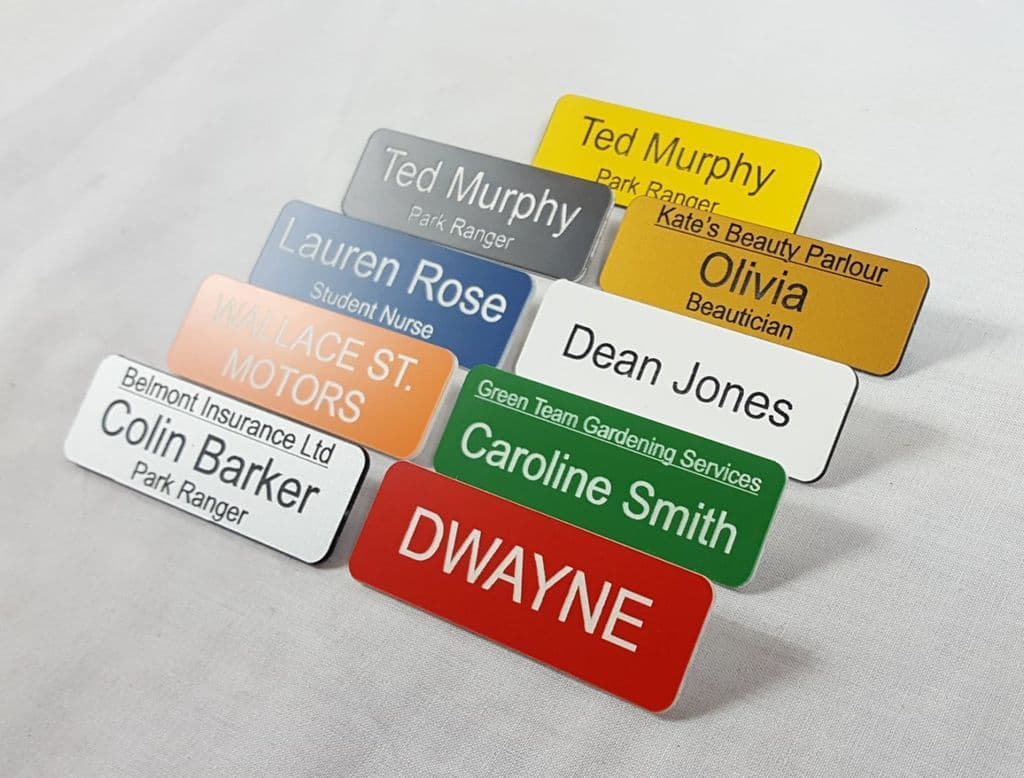 Personalised Acrylic Name Badge with Pin Choice of Colour